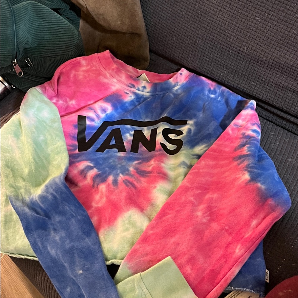 Vans Tie-Dye cropped sweatshirt )pink purple & teal )